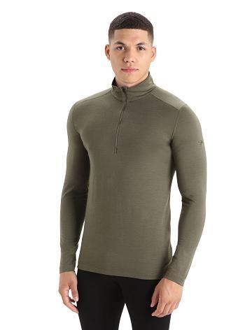 Men's Icebreaker Merino 200 Oasis Long Sleeve Half Zip Thermal Top Base Layers Loden | CA 1589DFMN